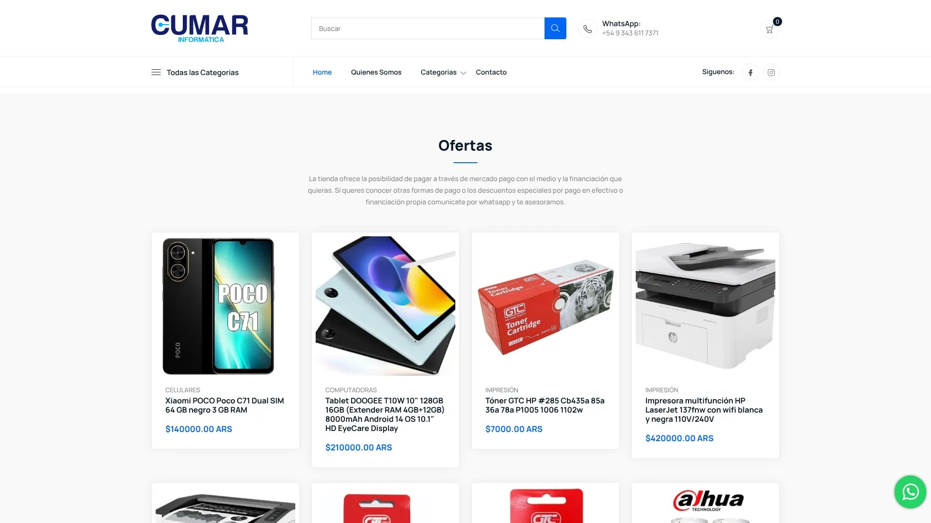 Sitio web de Cumar Informática desarrollado por Mi Web Rentable